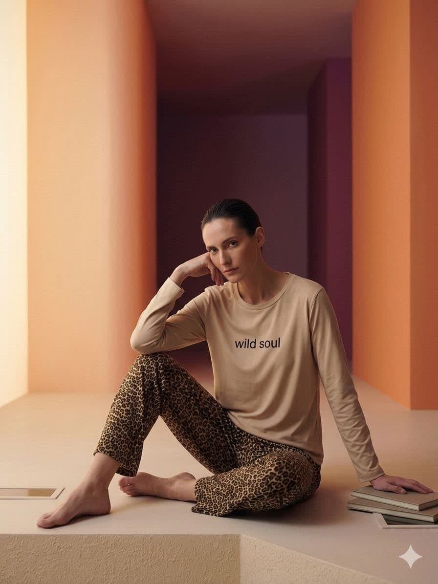 Wild Soul Leopar Desenli Kadın Pijama Takımı