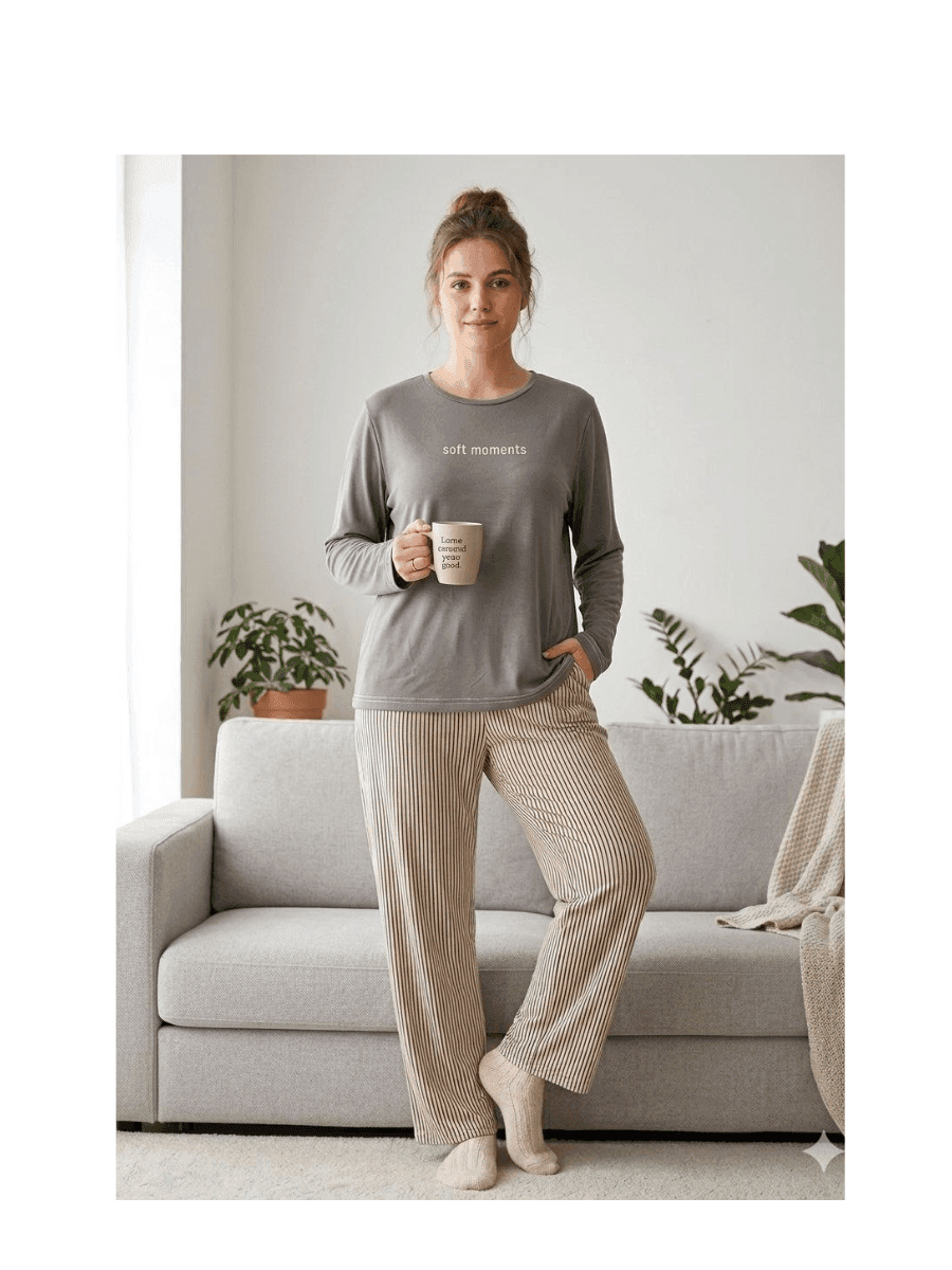 Soft Touch Çizgili Kadın Pijama Takımı