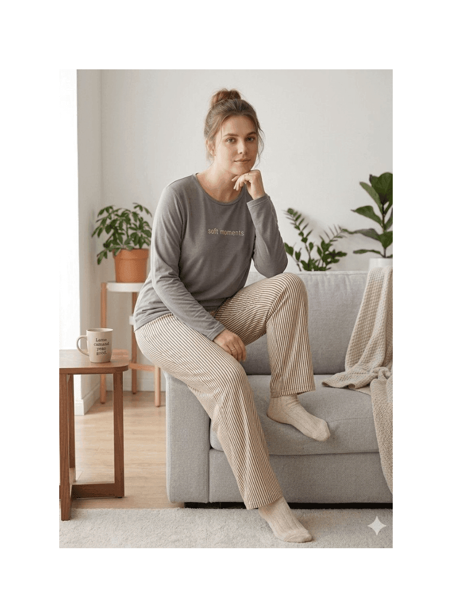 Soft Touch Çizgili Kadın Pijama Takımı