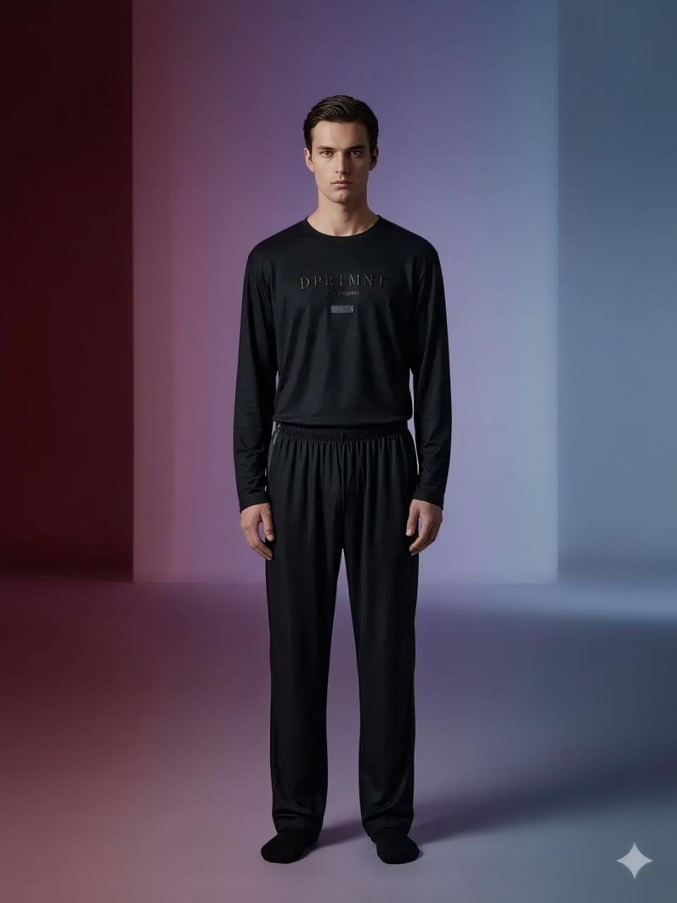 Erkek ComfortLine 100% Polyester Uzun Kollu Pijama Takımı