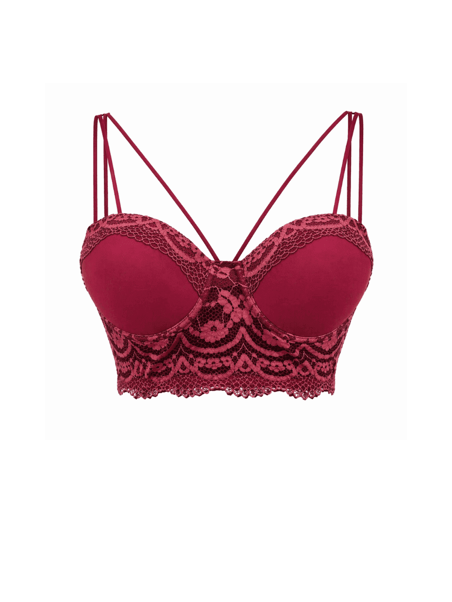 Bordo Cazibe Yarı Push-Up Korse Sütyen Takımı