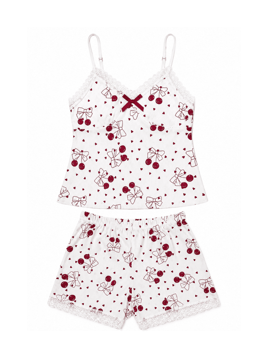 Cherry Dream Dantel Detaylı Şort Takımı